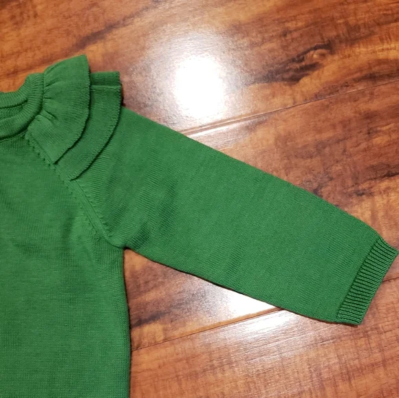 Janie and Jack NWT 3-6 months green lily sweater, seersucker top, white shorts